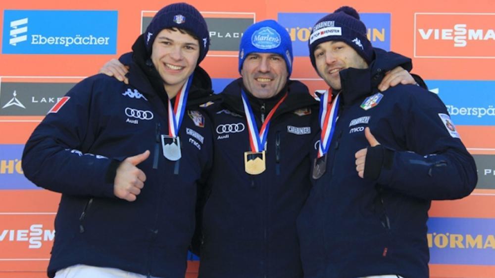 Drei Südtiroler auf dem Podest: Fischnaller, Zöggeler und Mair (Foto: N. Huber)
Dominik Fischnaller und ...
David Mair feierten ihr bestes Weltcup-Ergebnis (beide Fotos: Sobe)
Im Teambwerb belegte Italien den dritten Platz