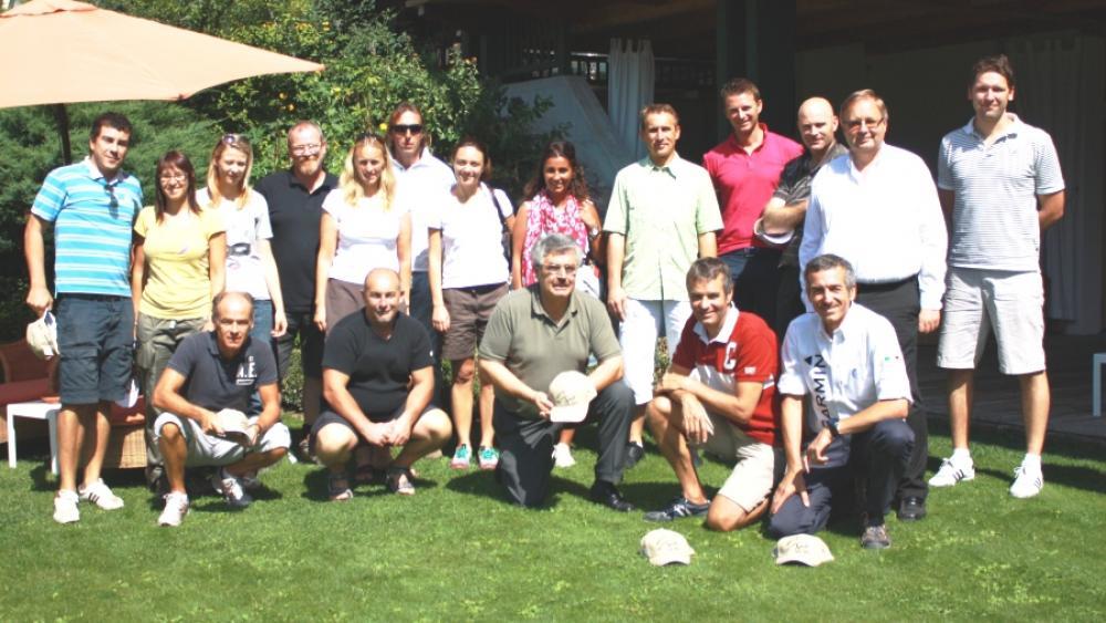 Die Vertreter des OK, der FIS und von Infront beim Meeting in Toblach
Das offizielle Plakat der Tour de Ski 2012 in Toblach