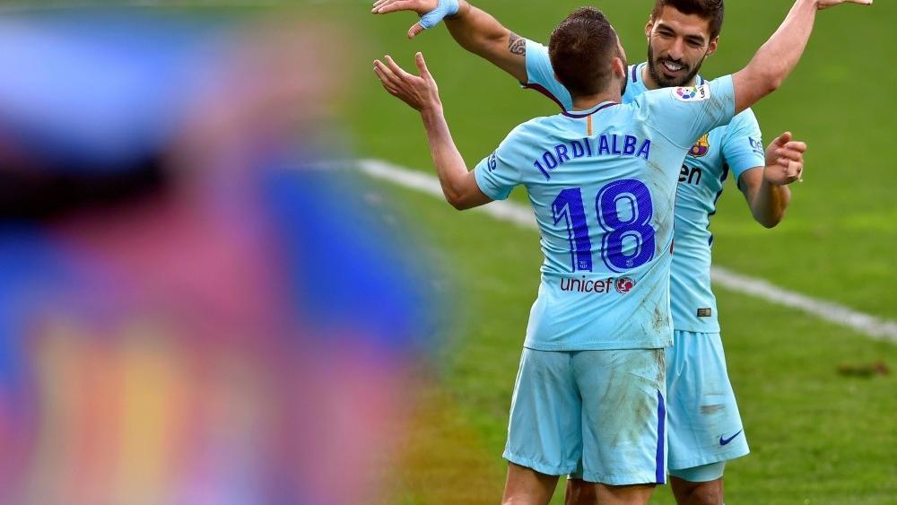 Jordi Alba and Luis Suarez score for FC Barcelona © SID / ANDER GILLENEA