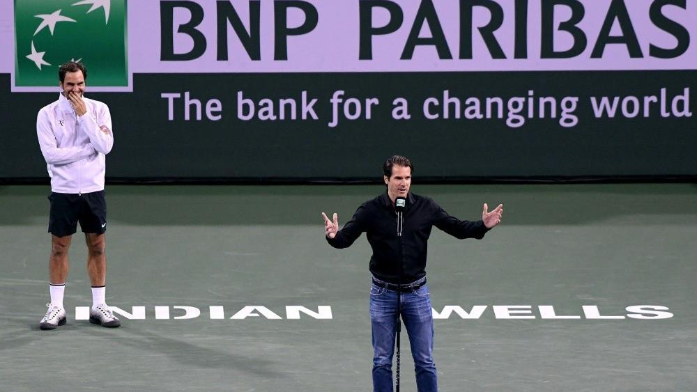 Haas sagt Goodbye - Federer schaut zu © GETTY IMAGES NORTH AMERICA/SID / Harry How