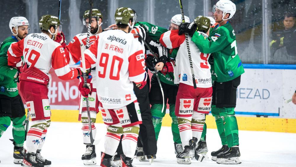 Bozen (en blanc) et Laibach se sont livrés un duel difficile. © DOMEN JANCIC