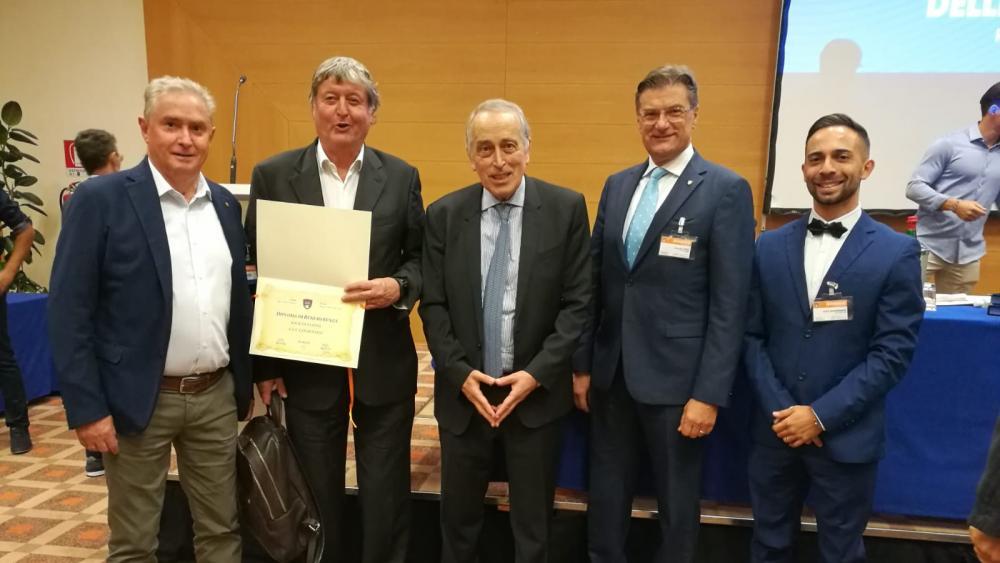 De gauche à droite : Luciano Faustin, Klaus Schuster, Giancarlo Abete, Claudio Zago et Ottavio Spadavecchia. © Martin Taschler / LND