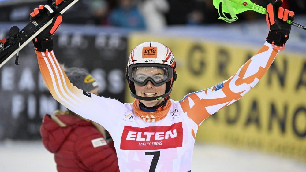 Petra Vlhova was unbeatable. © APA/afp / VESA MOILANEN