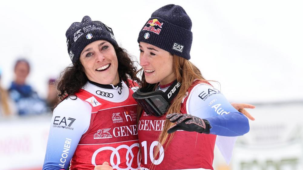 Sie duellieren sich noch um eine Kugel: Federica Brignone (links) und Sofia Goggia. © Pentaphoto