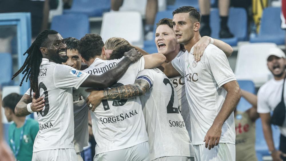 Napoli feiert De Bruynes Treffer. © ANSA / ELISABETTA BARACCHI