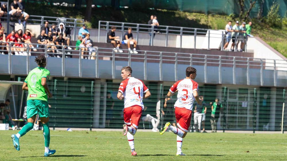 The match between WSG Tirol (in green) and FCS was a heated affair.