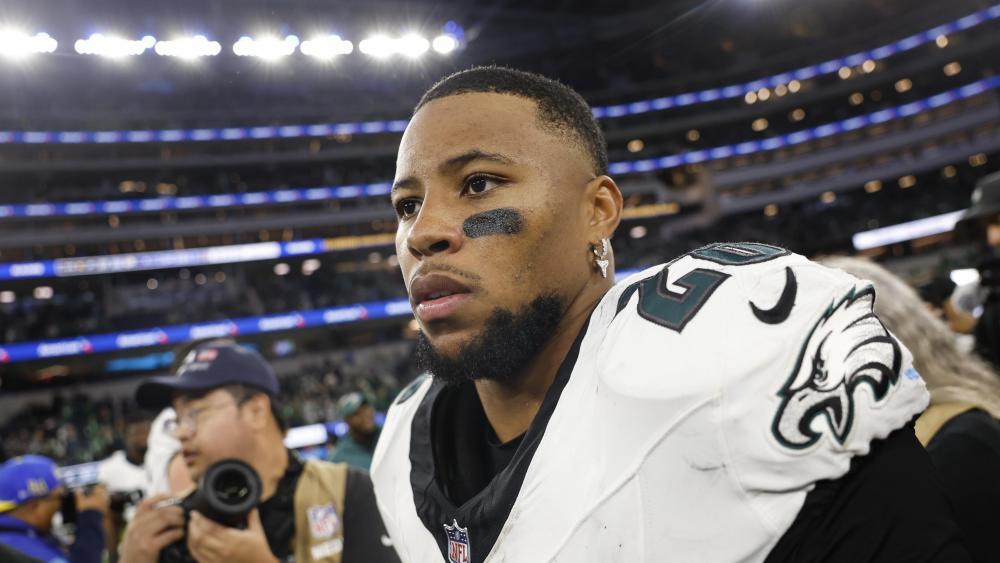 Runningback Saquon Barkley und Philadelphia gehen als Titelverteidiger an den Start. © ANSA / CAROLINE BREHMAN