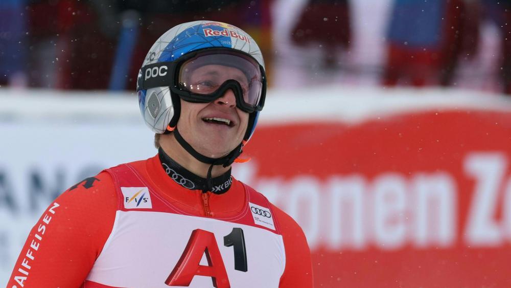 Marco Odermatt had to grin at the finish. © APA / EXPA/JOHANN GRODER