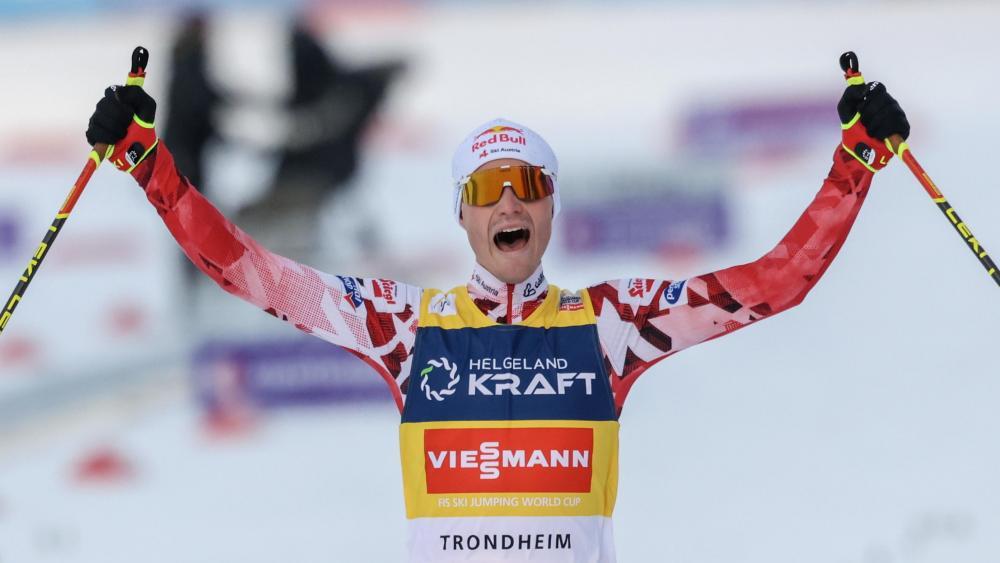 Johannes Lamparter celebrated his 20th World Cup victory. © ANSA / Geir Olsen