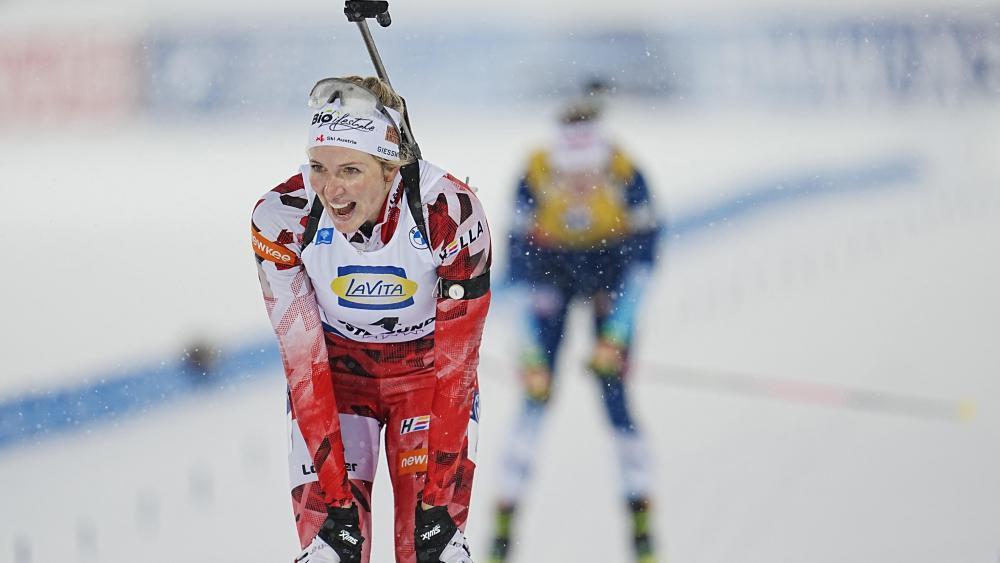 Lisa Theresa Hauser strahlte nach einem packenden Finish. © ANSA / Björn Larsson Rosvall