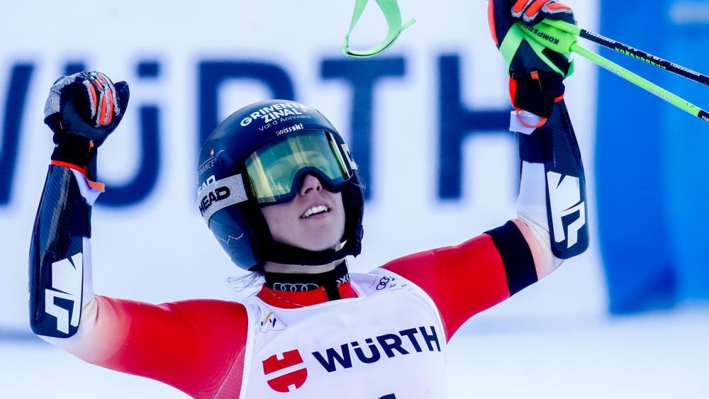 Camille Rast holte sich den Sieg. © ANSA / ANTONIO BAT