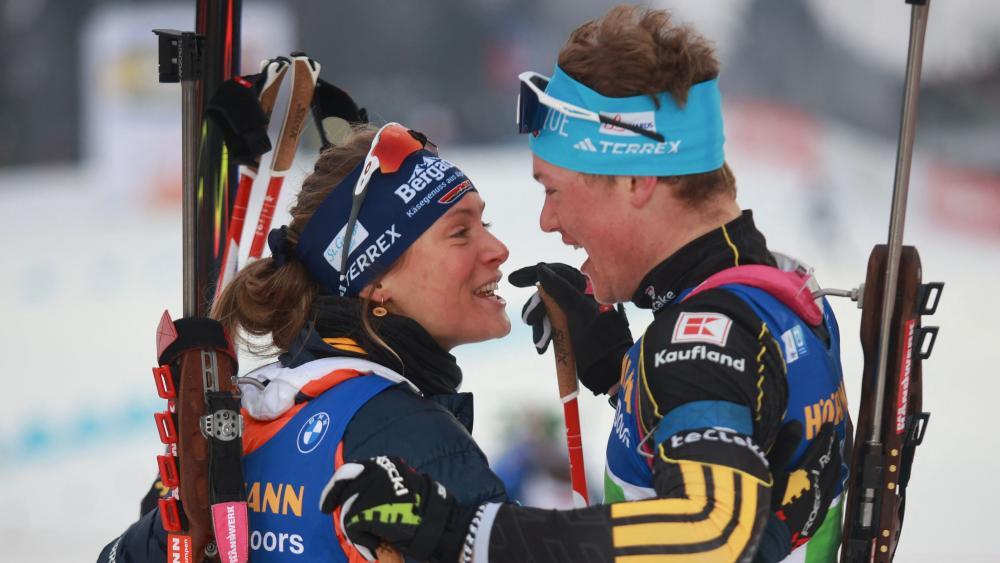 Marlene Fichtner (links) und Leonhard Pfund gewannen das Rennen, wurden dann aber disqualifiziert. © APA/afp / RADEK MICA