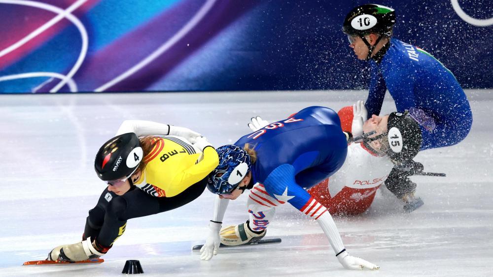 Kamila Sellier hat einen unglücklichen Sturz hingelegt. © ANSA / WU HAO