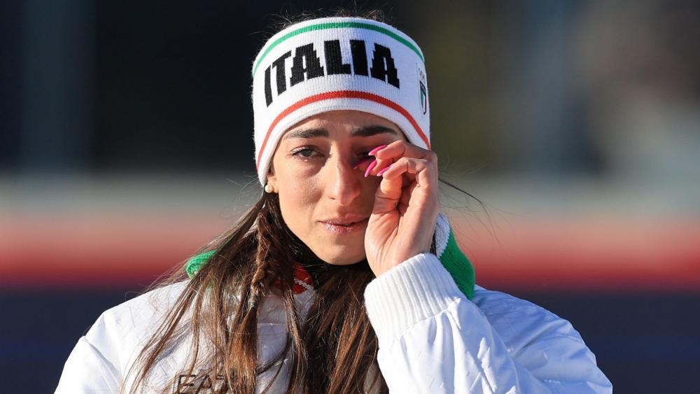 Lisa Vittozzi überkamen nach dem Rennen mehrfach die Emotionen. © ANSA/Teyssot