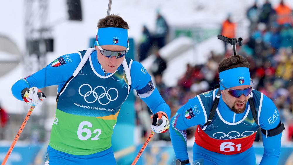 Lukas Hofer (links) und Patrick Braunhofer haben einen schwierigen Tag hinter sich. © ANSA / PIERRE TEYSSOT