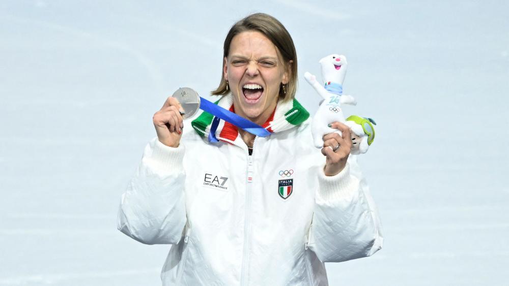 Schrie ihre Freude heraus: Arianna Fontana. © APA/afp / WANG ZHAO