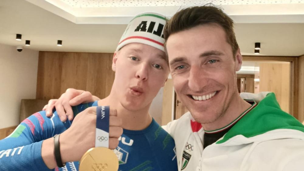 Siegmar Klotz mit Simone Deromedis.