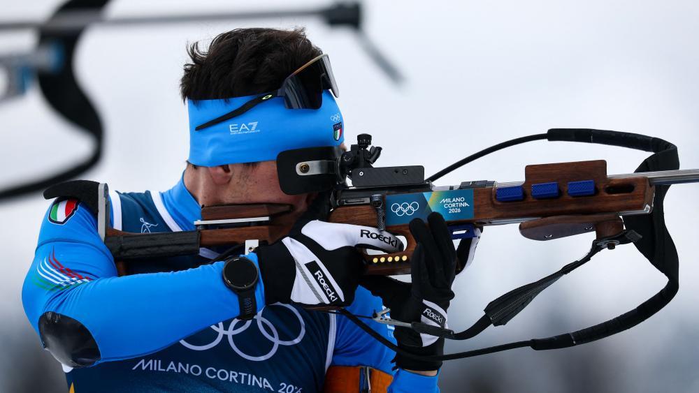 Tommaso Giacomel greift im Sprint an. © APA/afp / FRANCK FIFE