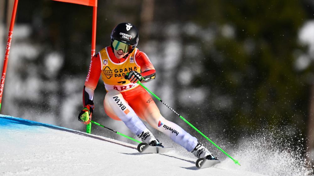 Camille Rast führt nach dem ersten Lauf. © APA/afp / PONTUS LUNDAHL