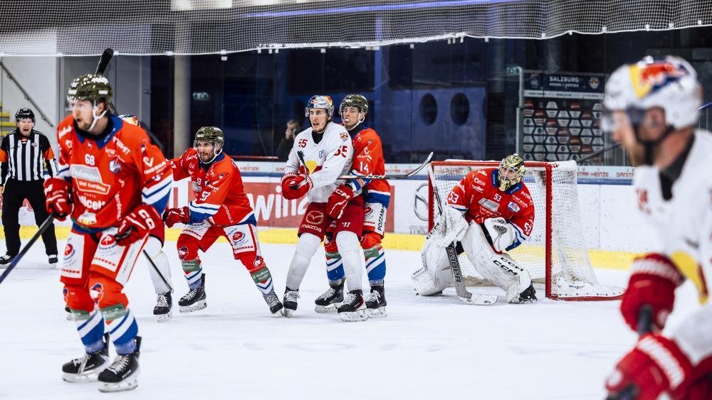 Claes Endre im Tor der Grödner war der Mann des Spiels. © EC Red Bull Salzburg / Heiko Mandl