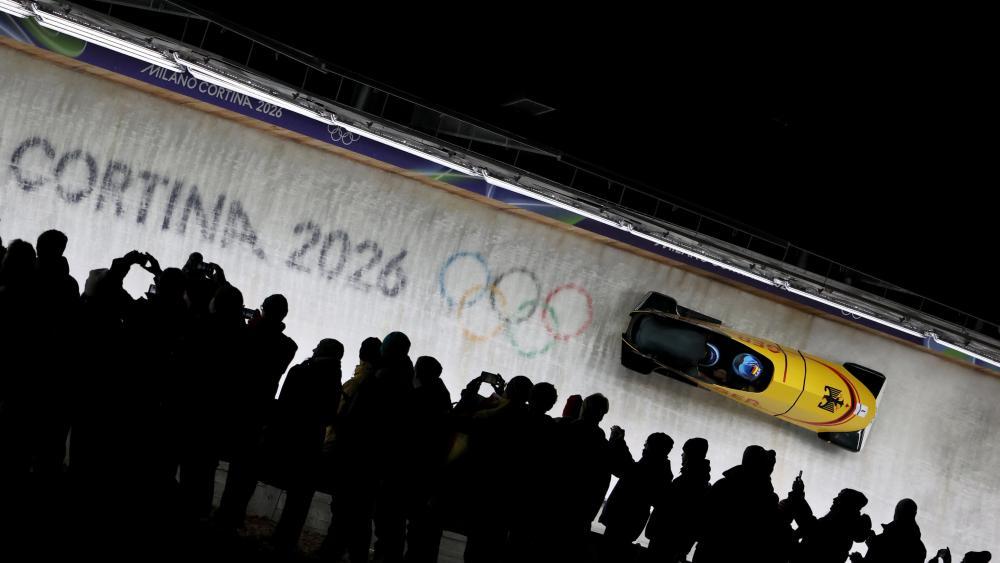 Die Bobbahn in Cortina während Olympia. © ANSA / ANDREA SOLERO