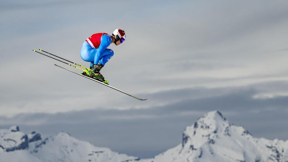 Simone Deromedis ist eine Bank. © ANSA / JEAN-CHRISTOPHE BOTT