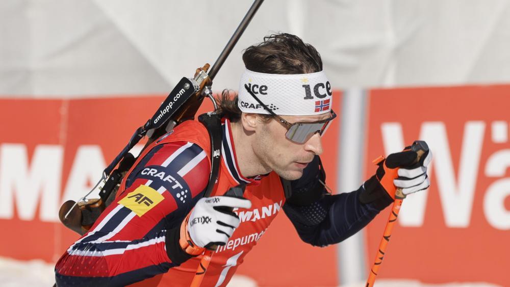 Sturla Holm Laegreid hat sich in der Verfolgung zum Sieger gekrönt. © ANSA / TOMS KALNINS