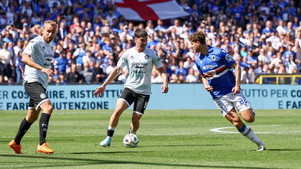 Fabian Tait and Simone Tronchin (from left) and FC Südtirol left Genoa empty-handed. © FCS