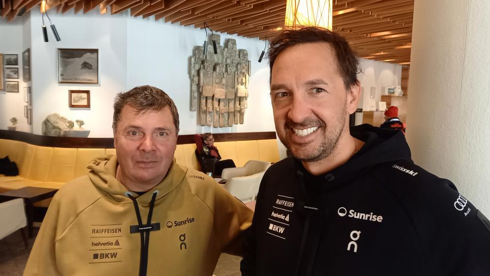 Zwei der insgesamt elf Südtiroler Skitrainer beim Schweizer Skiverband Swiss Ski: Luis Prenn und Heini Pfitscher (von links).