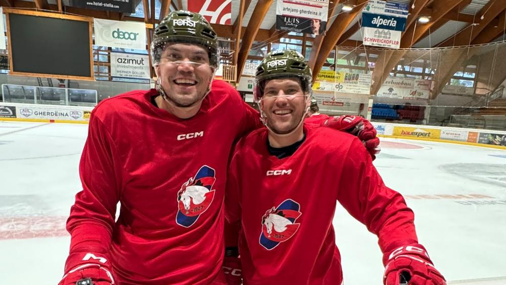 Alex Vinatzer und Hannes Kasslatter hatten sichtlich Spaß. © HC Gröden