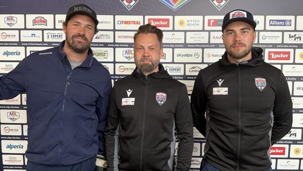 Assistenztrainer Mike Halmo, Chefcoach Teemu Virtala und Athletiktrainer Erno Räisänen beim Trainingsauftakt am Montag.