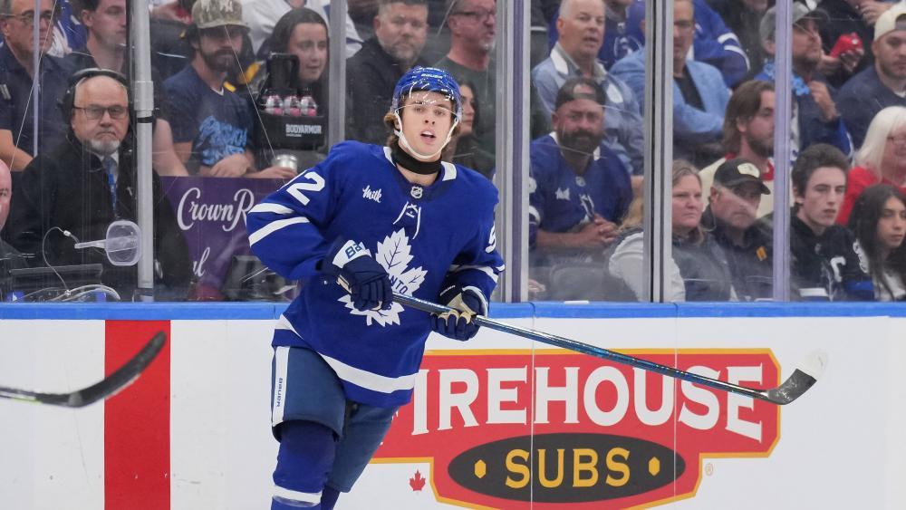 Gavin McKenna erzielte seinen ersten NHL-Treffer. © APA / CHRIS TANOUYE