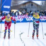 Goldberg (links) und Pellegrino beim Zielsprint © ANSA / MAYK WENDT
