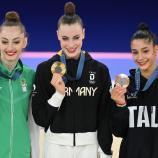 Das Podium in der Rhythmischen Sportgymnastik. © ANSA / ETTORE FERRARI