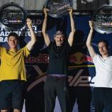 Aaron Durogati (center) at the finish line of his dreams. © Red Bull X-Alps / Social Media