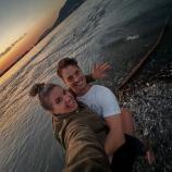A downhill skier is in love.