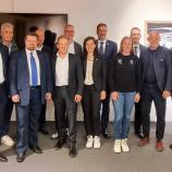 Pictured from left to right are Christoph Senoner, Andreas Schenk, Tobias Nocker, Christoph Vinatzer, Eugen Hofer, Tobia Moroder, Cristina Pallanch, Arno Kompatscher, Verena Stuffer, Martin Vallazza, Rainer Senoner and Daniel Alfreider.