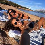 Federica Brignone (back) and Karoline Pichler enjoy a day at the beach. © Instagram