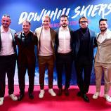 The ski stars at the film premiere, from left: Dominik Paris, Justin Murisier, Marco Odermatt, Cyprien Sarrazin, Aleksander Aamodt Kilde, and Daniel Hemetsberger. © APA / ROLAND SCHLAGER