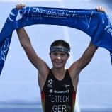 Lisa Tertsch  jubelte im Ziel. © ANSA / DEAN LEWINS