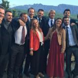 10. September 2016 bei der Hochzeit von Andreas Seppi: V. l. Michael Palla, Massimiliano Pinducciu, Massimo Sartori, Alex Vittur, Patrick Andergassen, Paolo Surian, Simone Bolelli, Stefano Rodighiero und Jürgen Palla. Vorne die Sartori-Töchter Federica und Giulia und der heutige  Sinner-Coach Simone Vagnozzi.