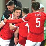 Österreich jubelt mit Michael Gregoritsch, der den entscheidenden Treffer zur WM-Teilnahme erzielt hatte. © APA / GEORG HOCHMUTH