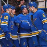 Pius Suter (second from left) and the Blues narrowly defeated Edmonton. © APA / DILIP VISHWANAT