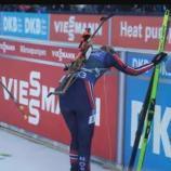 Biathletin hatte zu kämpfen. © NRK / Screenshot
