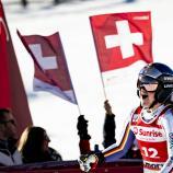 Emma Aicher kam am Sonntag zu Sturz. © ANSA / JEAN-CHRISTOPHE BOTT