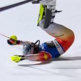 In Courchevel gab es einen wilden Sturz nach der Ziellinie. © Screenshot