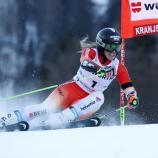 Camille Rast était en tête après le premier point. © ANSA / ANTONIO BAT