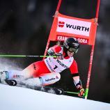 Camille Rast führt nach dem ersten Lauf. © APA/afp / JURE MAKOVEC