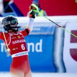 Camille Rast a mis fin à la série de victoires de Mikaela Shiffrin dimanche. © ANSA / ANTONIO BAT