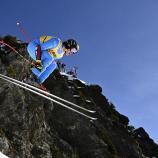 Giovanni Franzoni bei der Hundschopfkante in Wengen. © ANSA / JEAN-CHRISTOPHE BOTT
